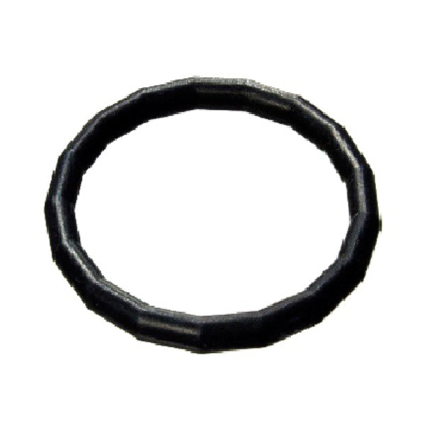 Black rubber gasket on a white background