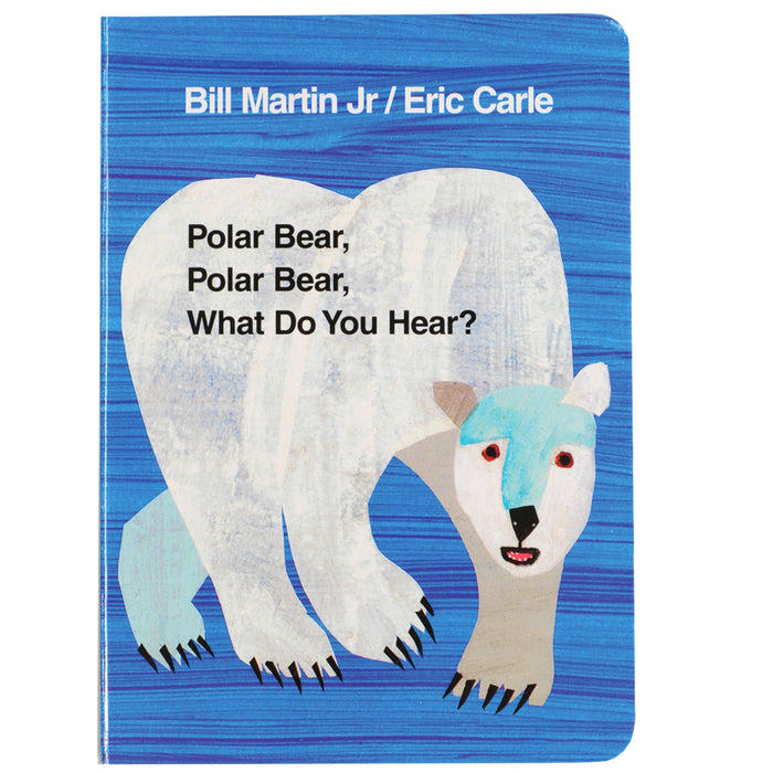 Book cover of 'Polar Bear, Polar Bear, What Do You Hear?' by Bill Martin Jr. and Eric Carle with a polar bear illustration on a blue background.