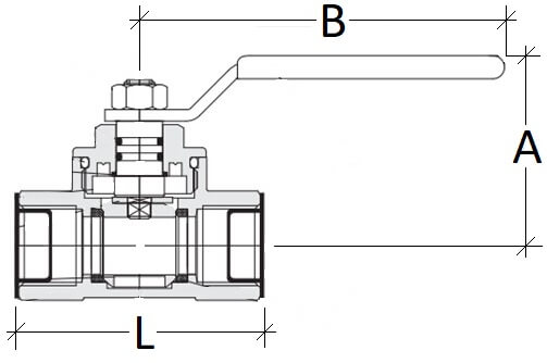 Europress medical oxygen valve with 1/2 inch ball valve, suitable for medical gas applications, shown in close-up.