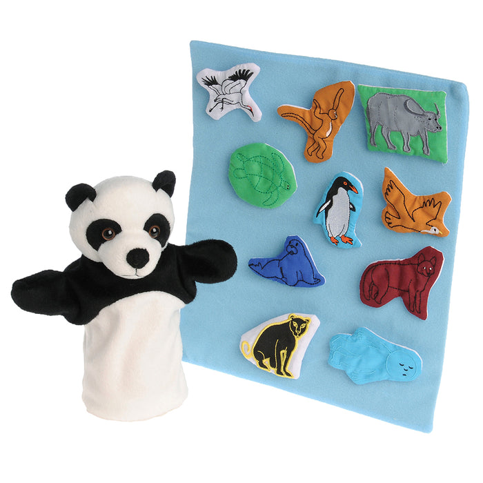 Panda Bear Puppet & 10-Piece Storytelling Props Set