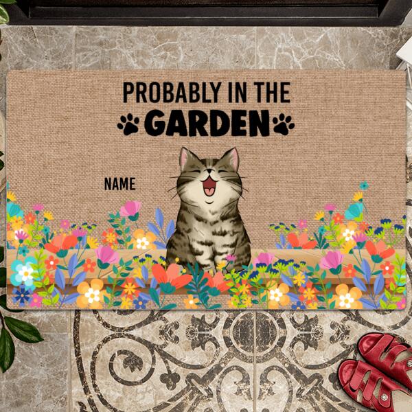 Pawzity Custom Doormat, Gifts For Cat Lovers, Probably In The Garden Outdoor Door Mat, Personalized Housewarming Gifts