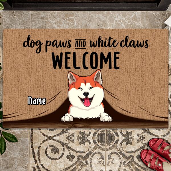 Pawzity Custom Doormat, Gifts For Pet Lovers, Dog Paws And White Claws Welcome Outdoor Door Mat
