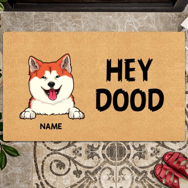 Pawzity Funny Welcome Mat, Gifts For Dog Lovers, Hey Dood Outdoor Door Mat, Personalized Housewarming Gifts