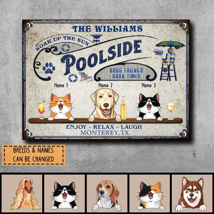 Pawzity Metal Pool Signs, Gifts For Pet Lovers, Poolside Good Friends Good Times Enjoy Relax Laugh