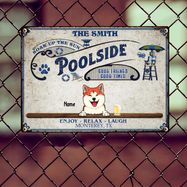 Pawzity Metal Pool Signs, Gifts For Pet Lovers, Poolside Good Friends Good Times Enjoy Relax Laugh