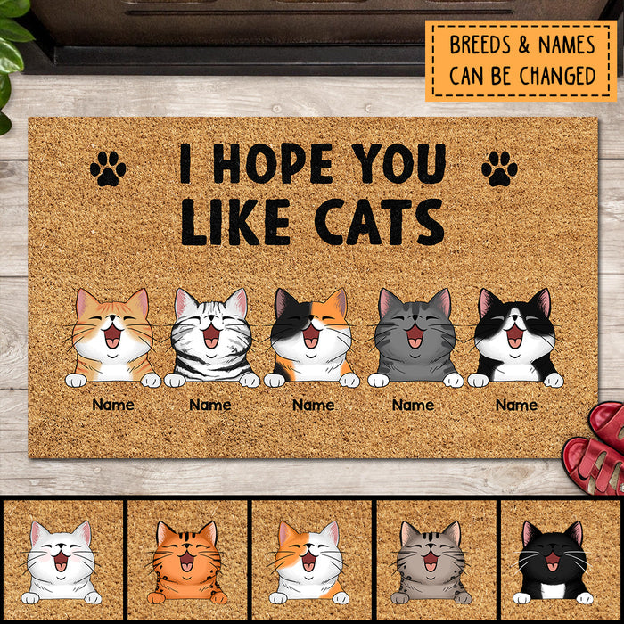 Pawzity Personalized Doormat, Gifts For Cat Lovers, I Hope You Like Cats Outdoor Door Mat