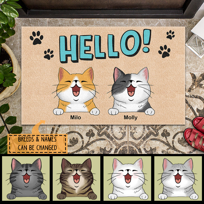 Pawzity Welcome Mat, Gifts For Cat Lovers, Hello Pink Outdoor Door Mat, Personalized Housewarming Gifts