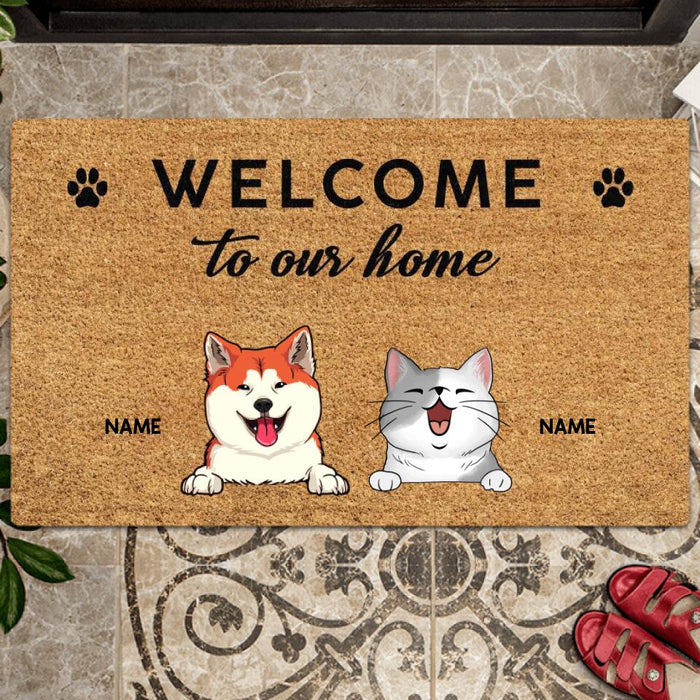 Pawzity Welcome To Our Home Custom Doormat, Gifts For Pet Lovers, Personalized Housewarming Gifts