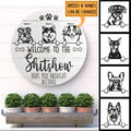 Pawzity Welcome To The Shitshow Custom Wooden Signs, Gifts For Dog Lovers, Hope You Brought Alcohol Wooden Welcome Sign , Dog Mom Gifts