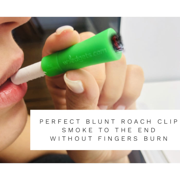 Green plastic perfect roach clip and filter adapter for holding cigarettes or joints in weed pipes