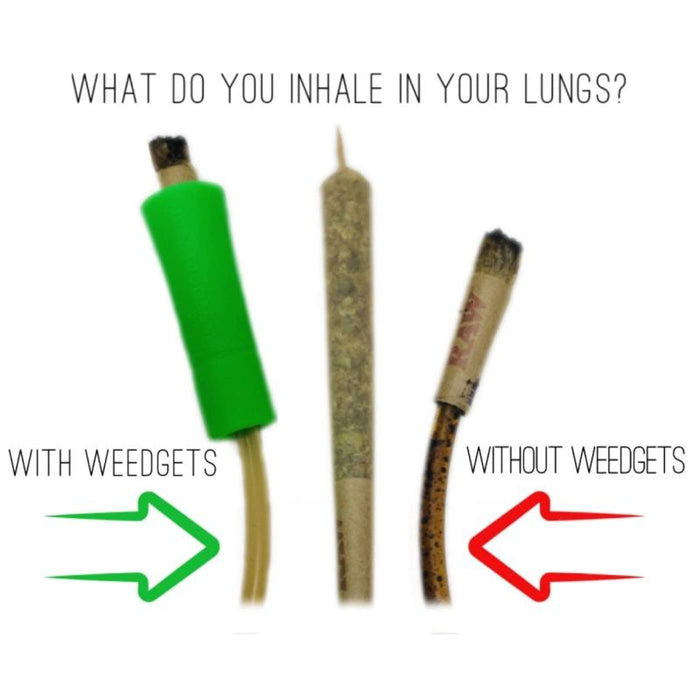 Perfect Roach Clip and Filter Adapter for Weed Pipes: Three marijuana joints, green tip filter