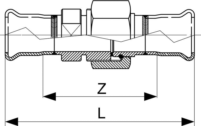 Technical drawing of a mechanical component with dimensions labeled