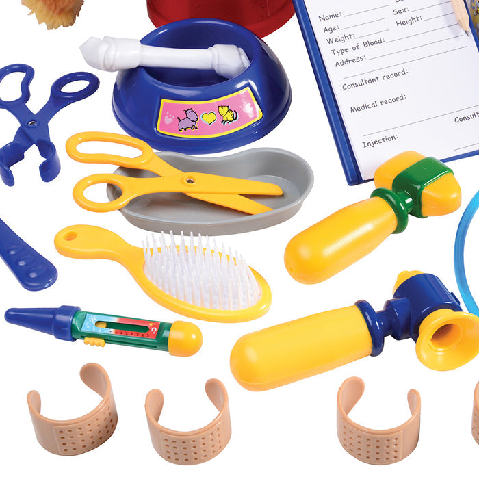Close-up of pretend play vet assortment