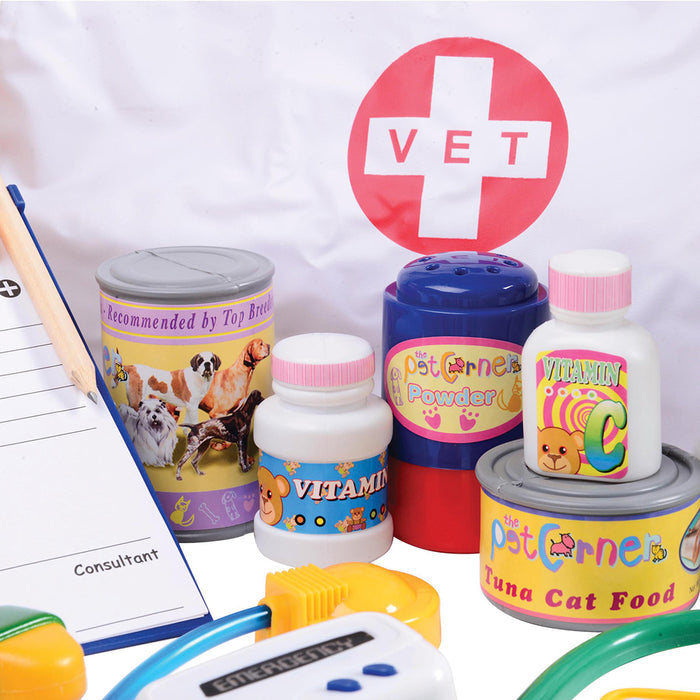 Close-up of pretend play vet assortment