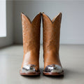 pointed silver zig zag boot toe tips