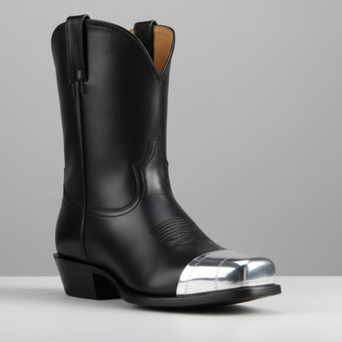 pointed silver zig zag boot toe tips