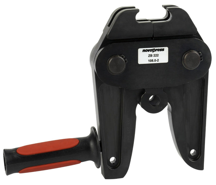 Black cable cutter with red handle on a white background