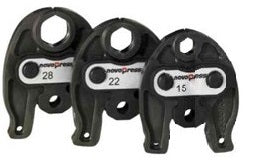Three black weight plates with labeled weights on a white background