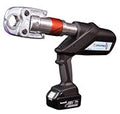 Cordless wrench with battery pack on a white background