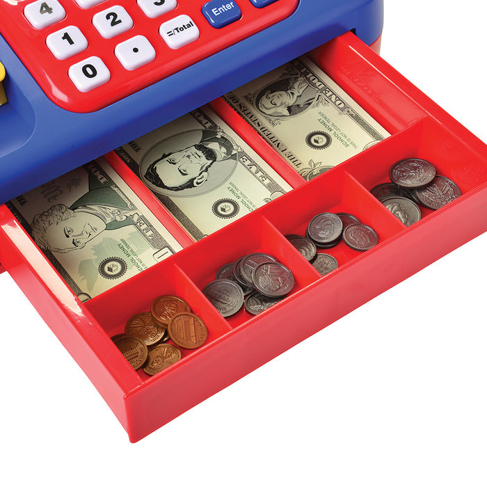 Close up of Register Drawer with Pretend Money Inside