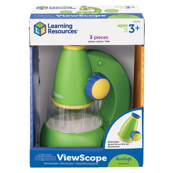 Learning Resources ViewScope toy microscope packaging on a white background