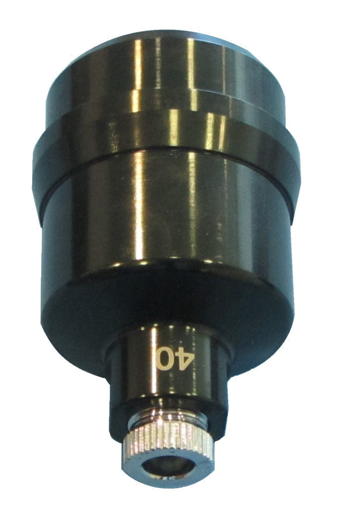 Metal cylindrical  plumbing component with threaded end on a white background