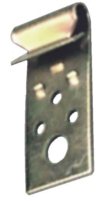 Metal bracket with multiple holes on a white background