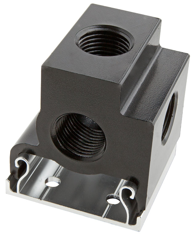 Metal mechanical component with threaded holes on a white background