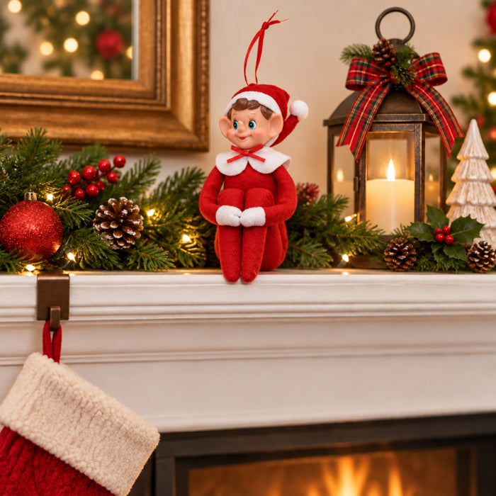 red felt bendable retro elf ornament