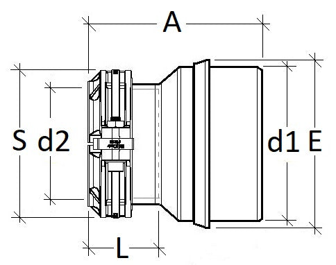 Technical drawing of a mechanical component with dimensions labeled