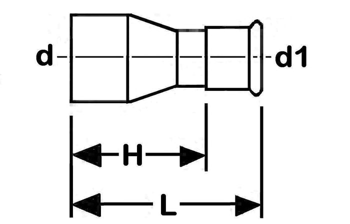 Technical drawing of a cylindrical component with dimensions labeled