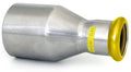 Europress reducing coupling with spigot and adaptor in stainless steel, 22mm to 15mm size for plumbing connections