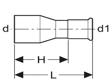 Airenergy Dev reducing coupling with spigot and adaptor, 22x15mm, made of stainless steel for plumbing connections