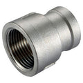 Europress stainless steel reducing socket for plumbing, showing a close-up of the fitting with threaded ends.