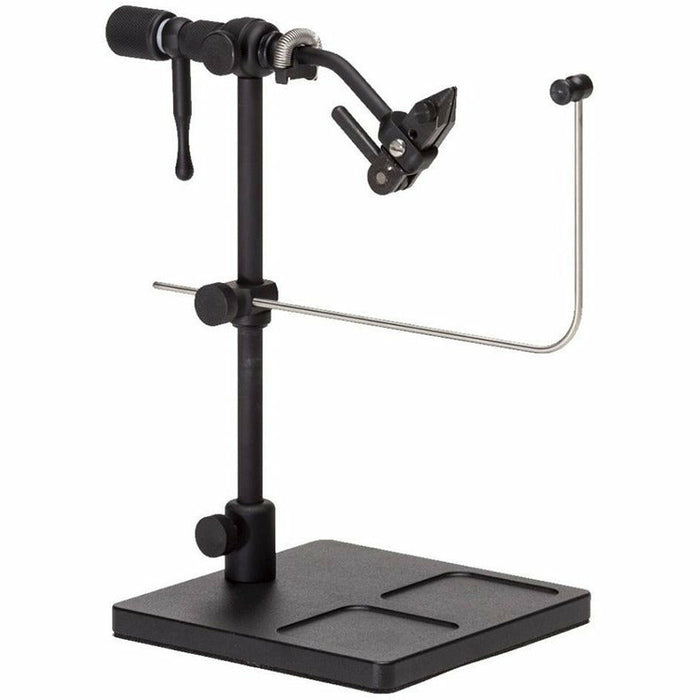 Renzetti Saltwater Traveler fly tying vise with cam-operated jaws and material clips