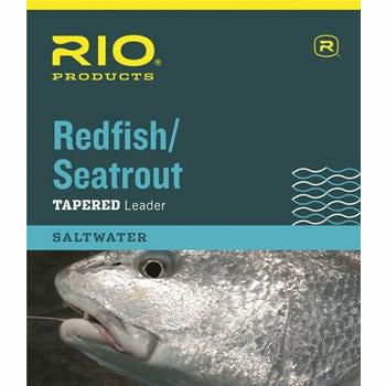 Close-up of Rio Redfish and Sea Trout tapered leader box with fish graphic