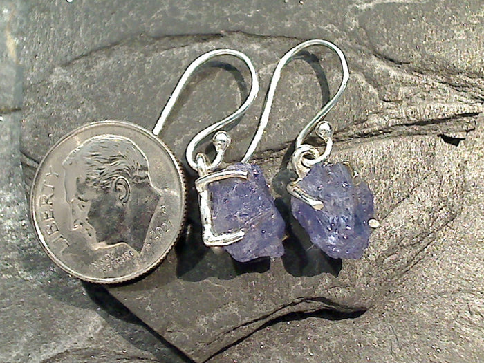 Rough Tanzanite, Sterling Silver Small Earrings