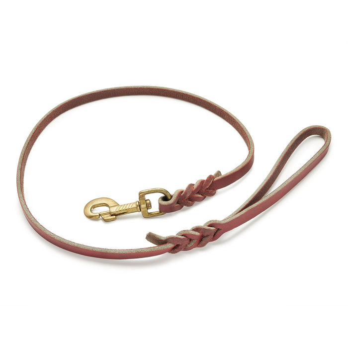 Schweikert Red Leather Leash with Braided Ends--Schweikert-Maximum K9 Services