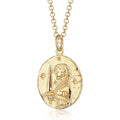 Scream Pretty brand gold Virgo zodiac star sign necklace on a white background