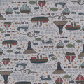 Ship to Shore 706901-110 Boats - boats, fish, lighthouses and whales on pale pink background