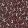 Ship to Shore 706902-30 Seahorses - red cotton with white and lavender sea horses and white starfish