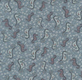 Ship to Shore 706902-60 Seahorses - blue cotton with white and lavender sea horses and white starfish