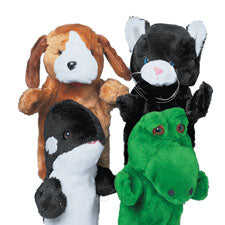 Slip-On Soft Toddler Puppet Set of 4 - Cat, Dog, Whale & Dragon