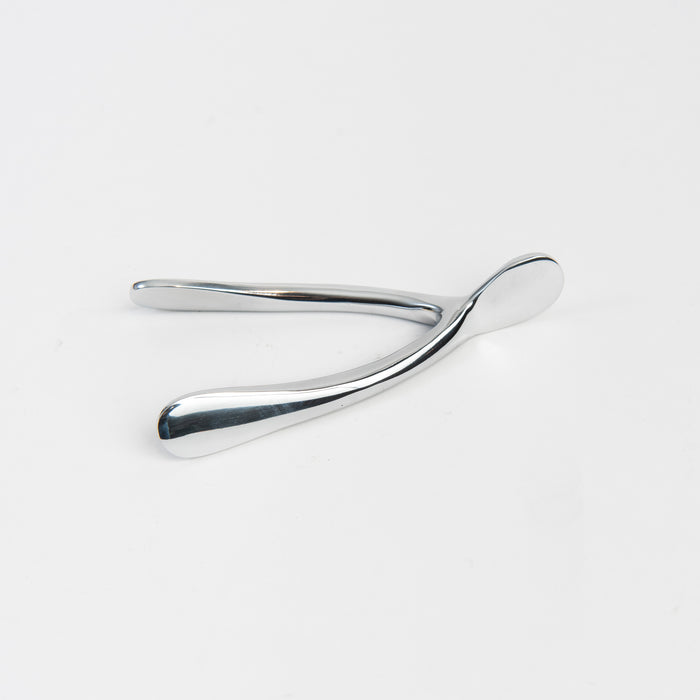 Small Silver Wishbone on a white background at Addison West