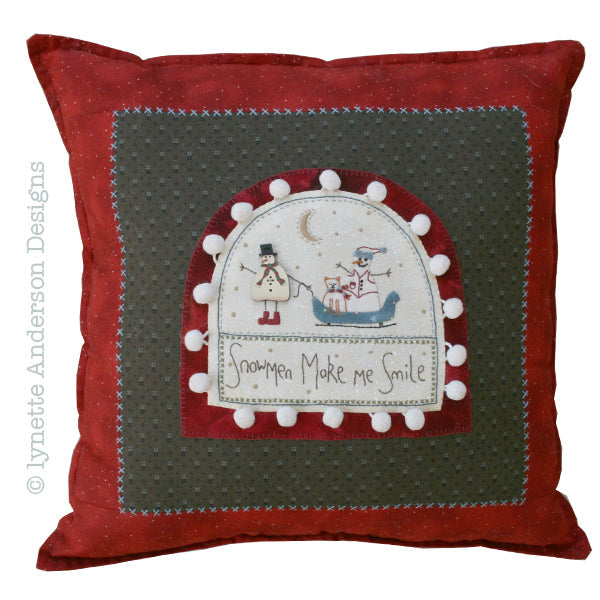 Snowmen Make Me Smile Pillow by Lynette Anderson