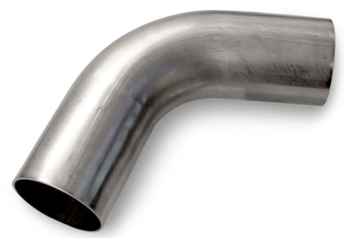 Stainless steel elbow pipe on a white background