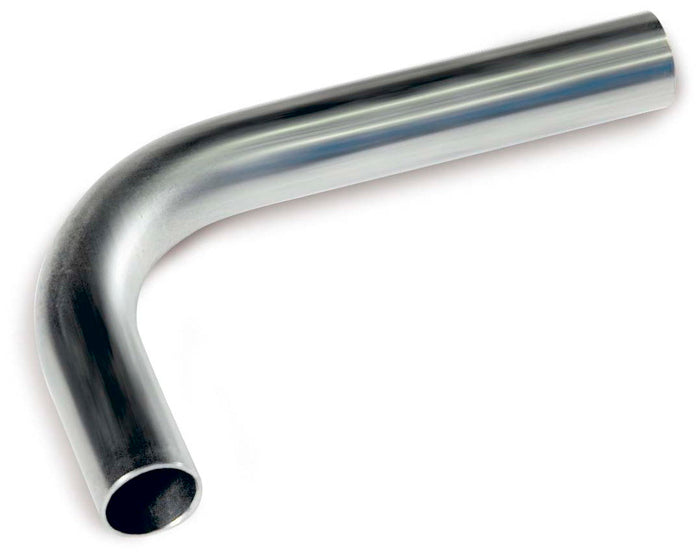 Metallic elbow pipe on a white background