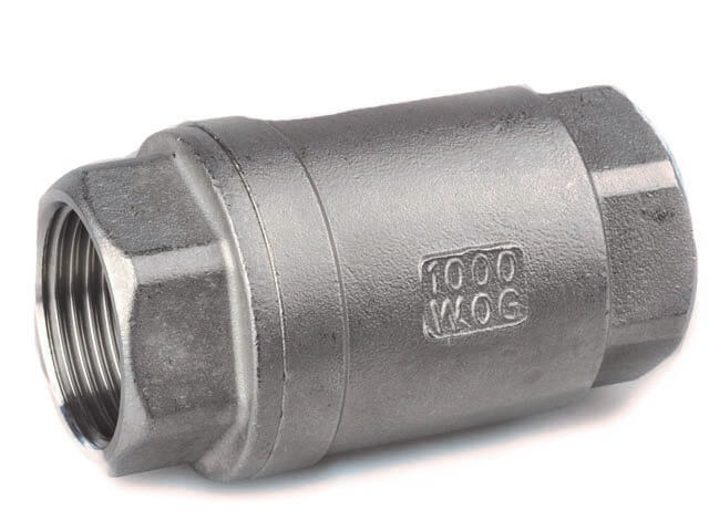 Europress Aus SS 2-piece non-return valve showing metal construction and connection fittings for plumbing applications.