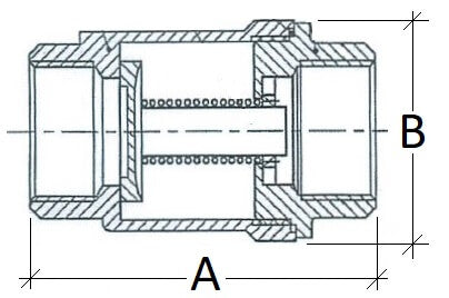 SS 2-piece non-return valve by Europress Aus, showing the stainless steel valve with inlet and outlet openings.