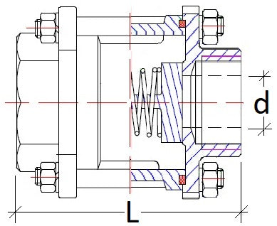 Technical drawing of a mechanical component with dimensions labeled L and d.